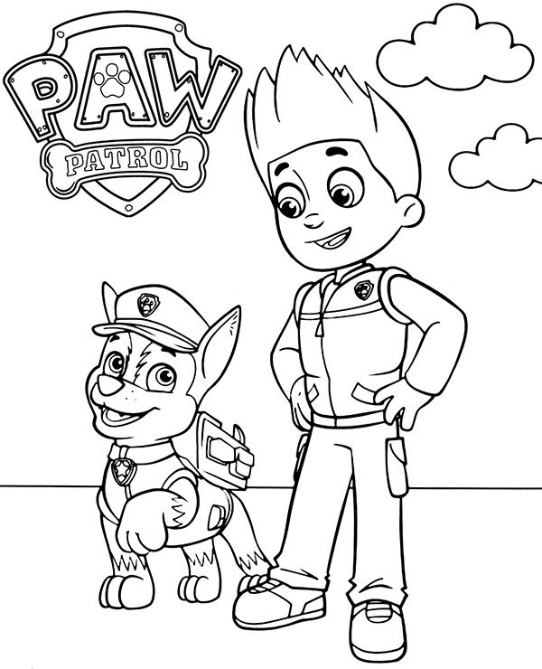 Online coloring book: Coloring book smiling Chase and Ryder
